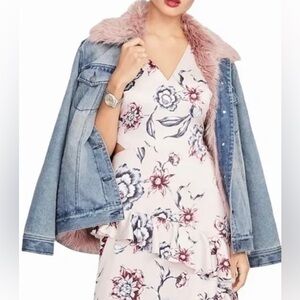 RACHEL ROY PINK FAUX FUR LINED DENIM JACKET